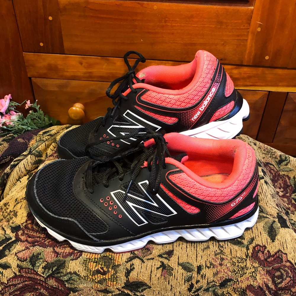 Pink and Black New Balance Sneakers